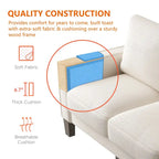 Beige Fabric Sofa with Square Arm and Tufted Back