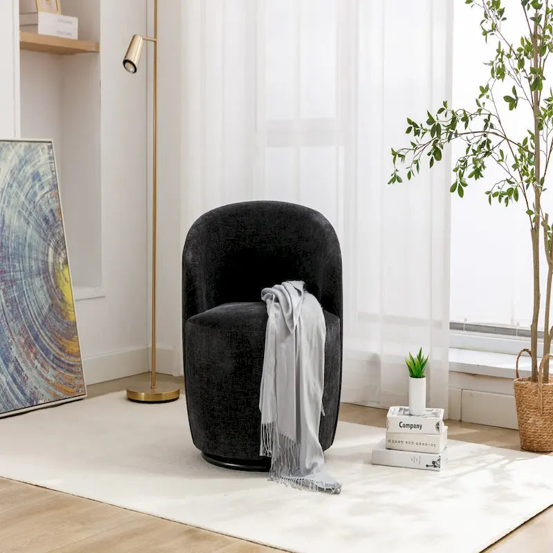 Chenille Fabric Swivel Accent Armchair