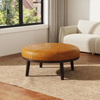 34.5 W Full-Grain Genuine Italian Leather Ottoman by Lumibee