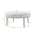 34.5 W Full-Grain Genuine Italian Leather Ottoman by Lumibee