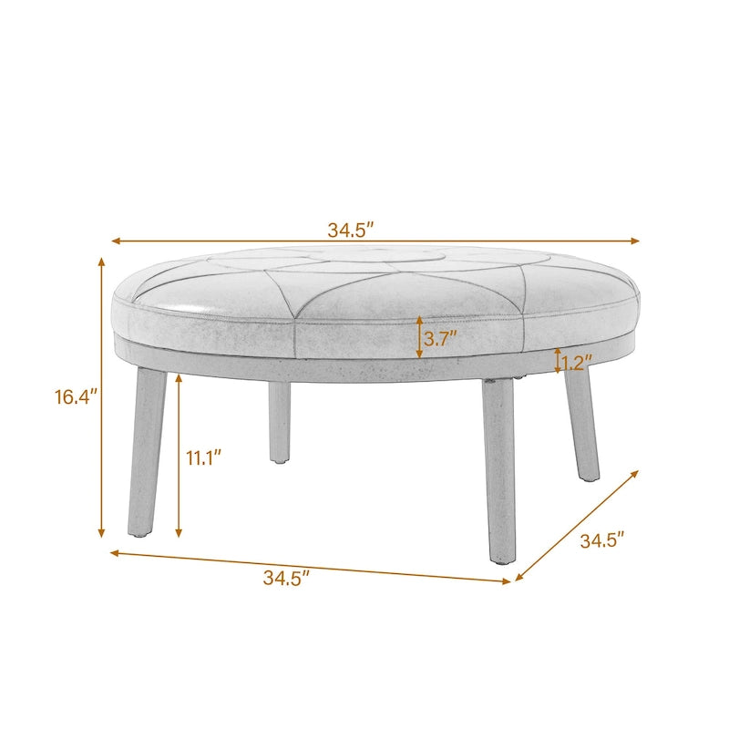 34.5 W Full-Grain Genuine Italian Leather Ottoman by Lumibee