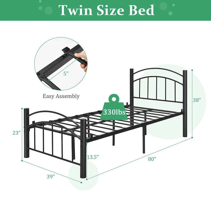 Costway Twin/Full/Queen Size Metal Bed Frame Platform Mattress