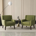 Linen Upholstered Accent Chair Wingback Armchair Set of 2