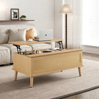 Rattan-Woven Lift-Top Coffee Table with Storage — 42 x 17