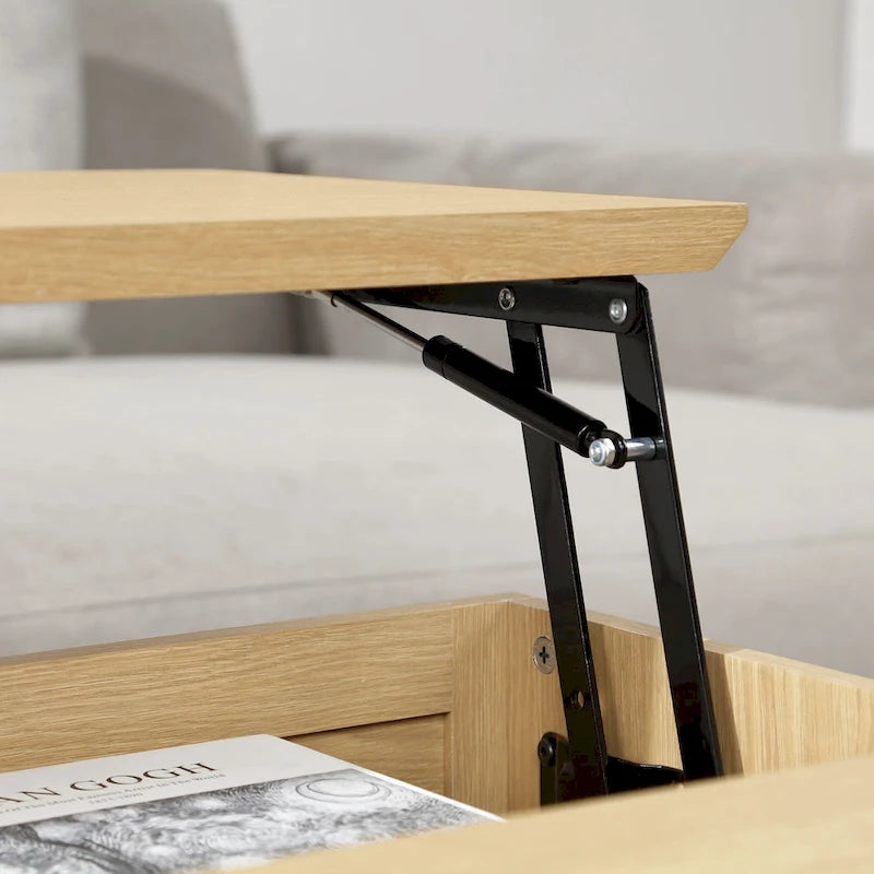 Rattan-Woven Lift-Top Coffee Table with Storage — 42 x 17