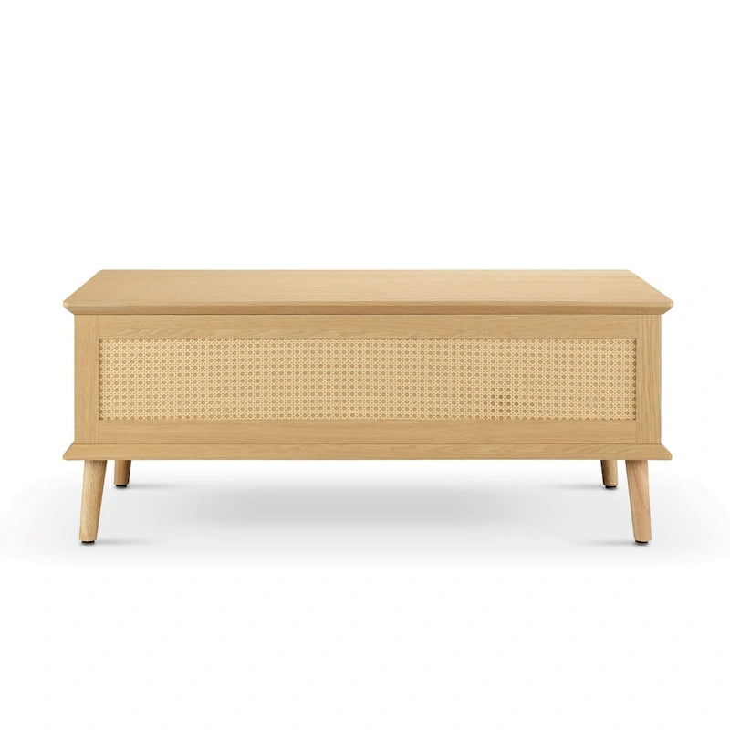 Rattan-Woven Lift-Top Coffee Table with Storage — 42 x 17