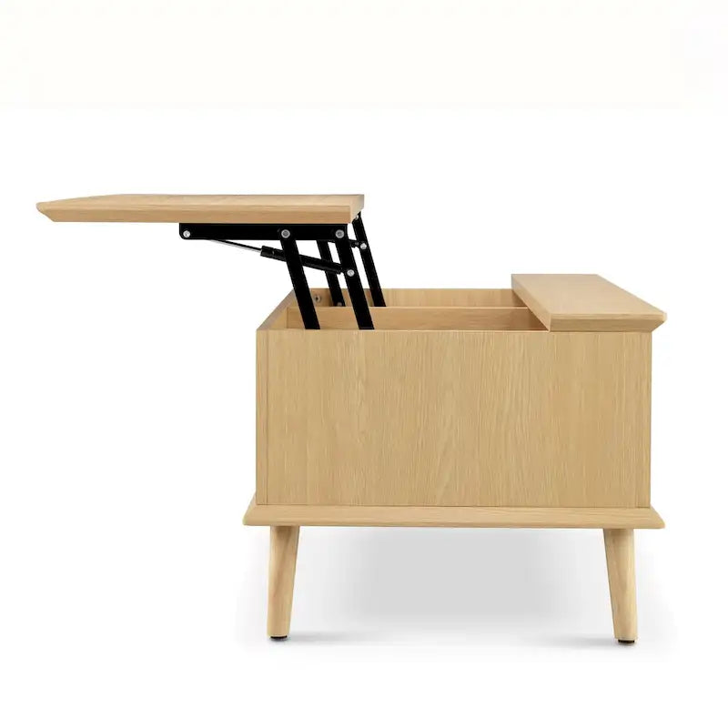 Rattan-Woven Lift-Top Coffee Table with Storage — 42 x 17