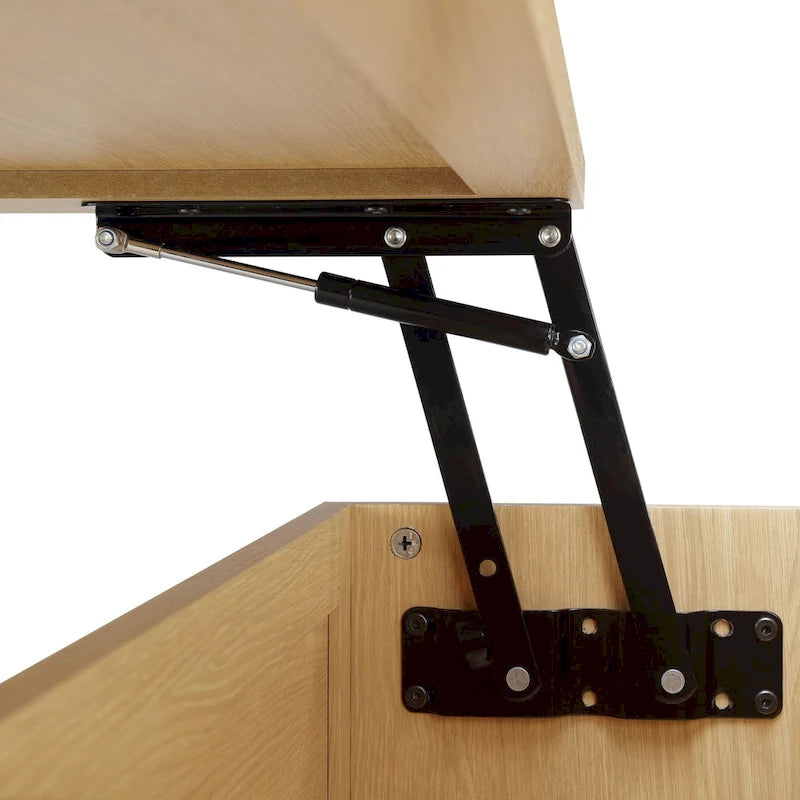 Rattan-Woven Lift-Top Coffee Table with Storage — 42 x 17