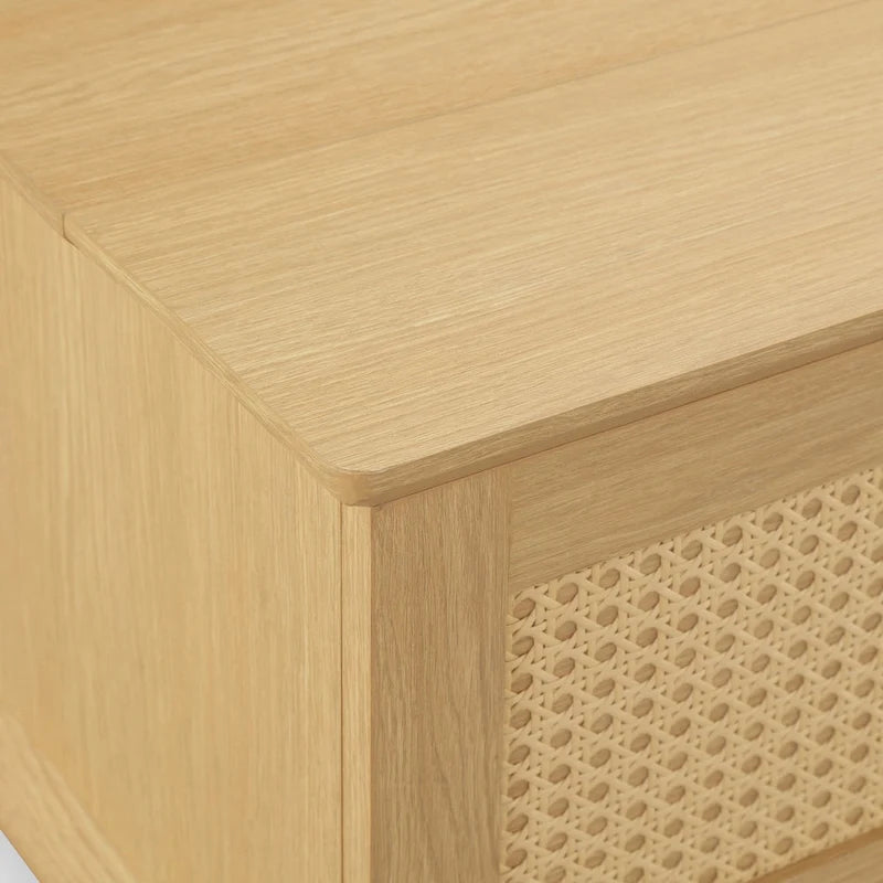 Rattan-Woven Lift-Top Coffee Table with Storage — 42 x 17