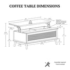 Rattan-Woven Lift-Top Coffee Table with Storage — 42 x 17