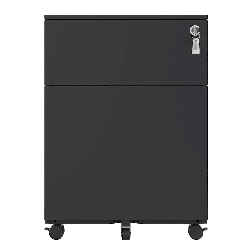 2 Drawer Mobile File Cabinet with Lock Steel File Cabinet for Legal/Letter/A4/F4 Size