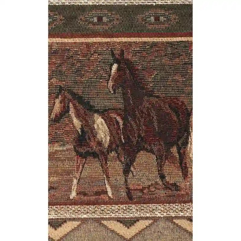 American Furniture Classics Model 8501-00-40 Wild Horses Arm Chair with Matching Ottoman