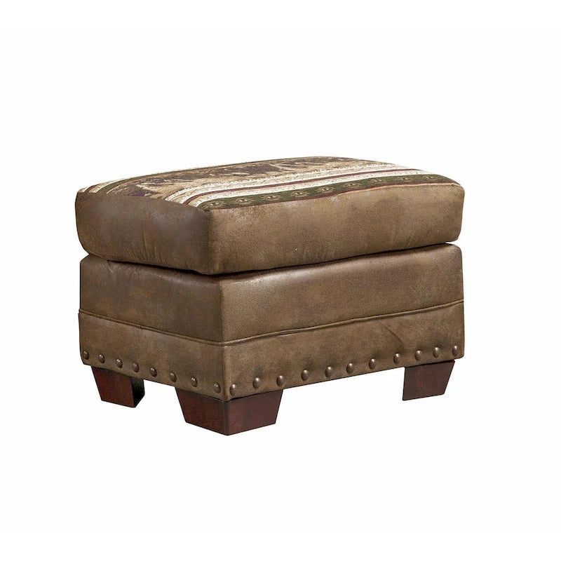 American Furniture Classics Model 8501-00-40 Wild Horses Arm Chair with Matching Ottoman
