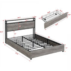 Full Bed Frame Storage Headboard With Charging Station