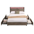 Full Bed Frame Storage Headboard With Charging Station