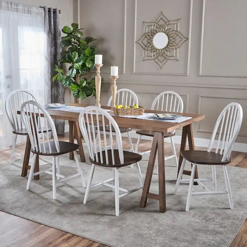 Ansley Farmhouse Cottage 7-piece Wood Dining Set by Christopher Knight Home