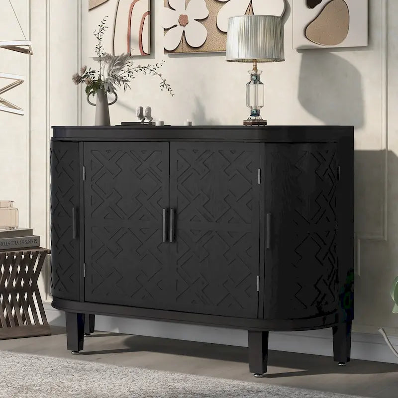 4-door Cabinet Sideboard with Antique Patterns - 15.20 x 47.20 x 33.50