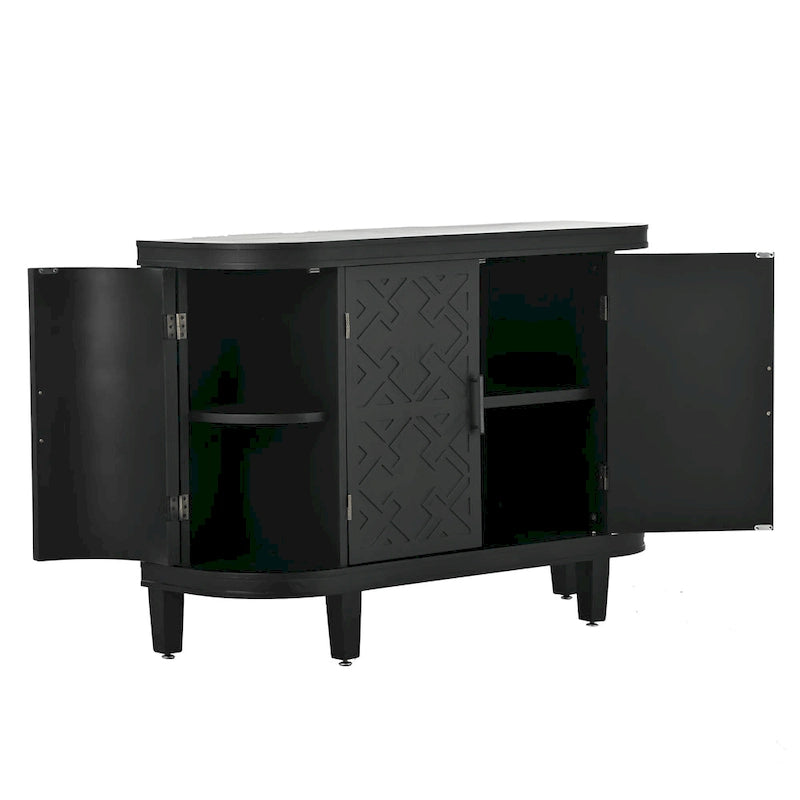 4-door Cabinet Sideboard with Antique Patterns - 15.20 x 47.20 x 33.50