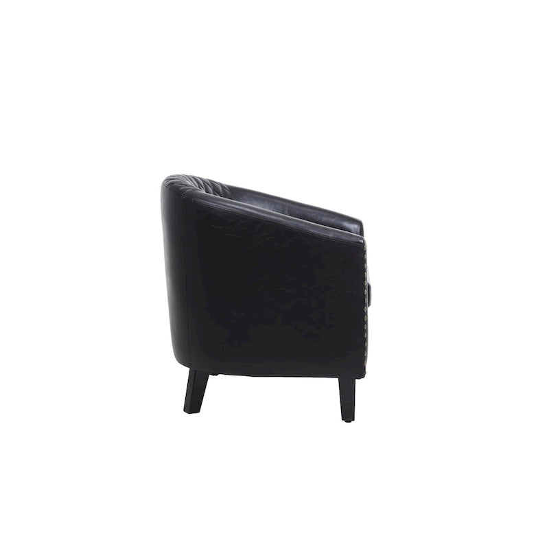 Accent Barrel chair living room chair with nailheads and solid wood legs