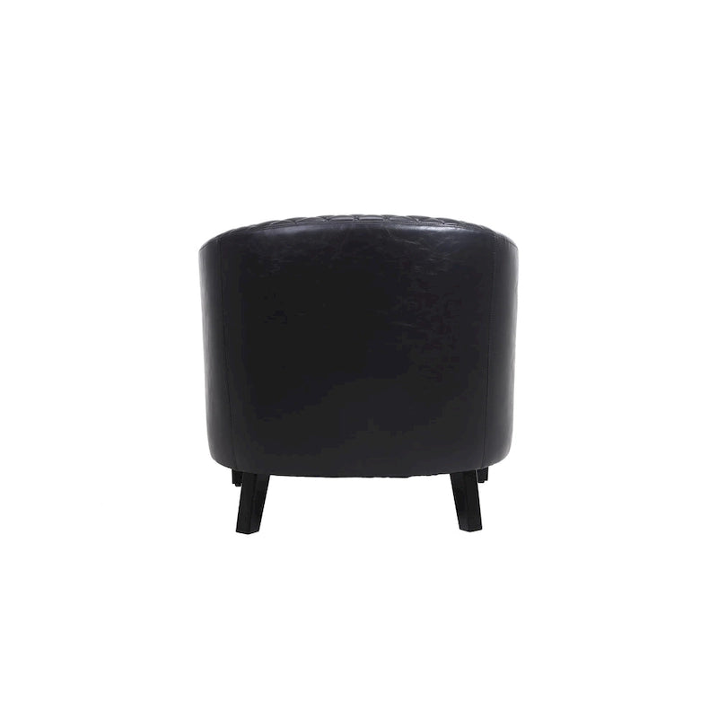 Accent Barrel chair living room chair with nailheads and solid wood legs