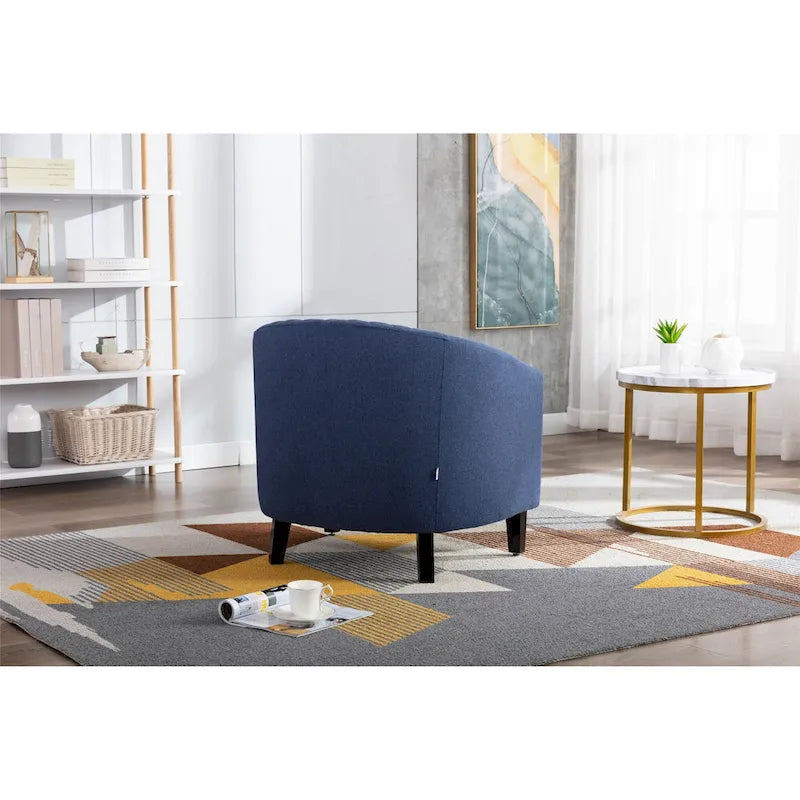 Accent Barrel chair living room chair with nailheads and solid wood legs