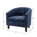 Accent Barrel chair living room chair with nailheads and solid wood legs