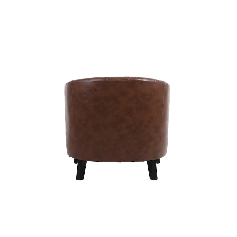 Accent Barrel chair living room chair with nailheads and solid wood legs