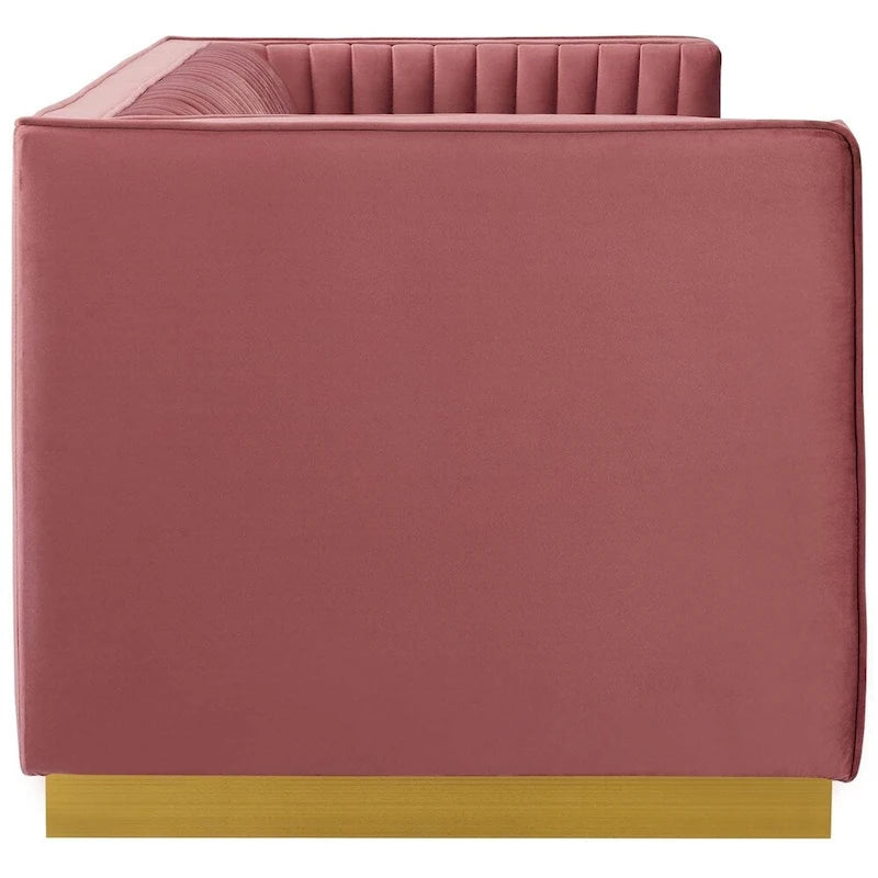Silver Orchid Perez Vertical Channel Tufted Velvet Sofa