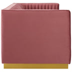 Silver Orchid Perez Vertical Channel Tufted Velvet Sofa