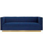 Silver Orchid Perez Vertical Channel Tufted Velvet Sofa