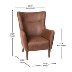 Commercial Upholstered Wingback Accent Chair with Wooden Frame and Legs - 33.25D x 29.75W x 41.25H