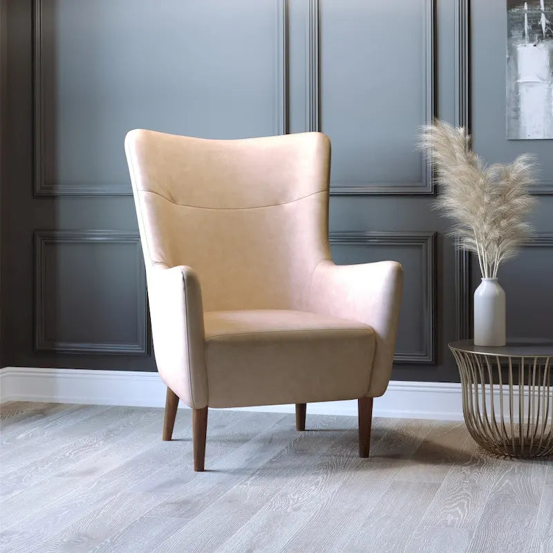Commercial Upholstered Wingback Accent Chair with Wooden Frame and Legs - 33.25D x 29.75W x 41.25H