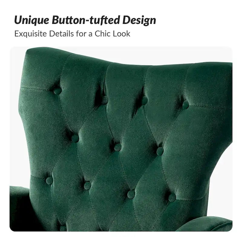 Danita Contemporary Velvet Wingback Tufted Chair With Gold Flared Metal Legs Set Of 2 by HULALA HOME