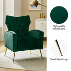 Danita Contemporary Velvet Wingback Tufted Chair With Gold Flared Metal Legs Set Of 2 by HULALA HOME