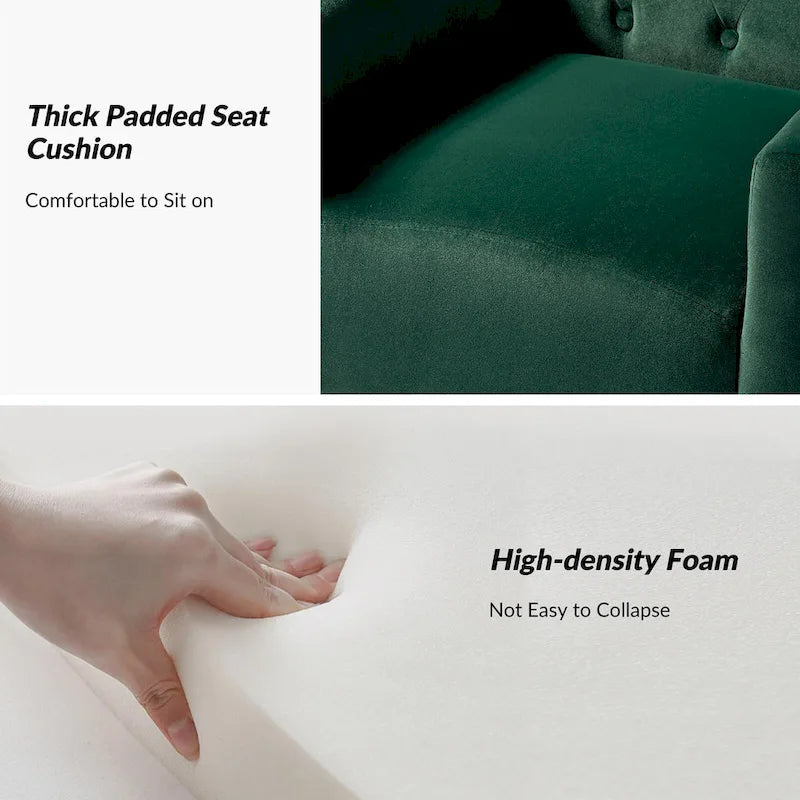 Danita Contemporary Velvet Wingback Tufted Chair With Gold Flared Metal Legs Set Of 2 by HULALA HOME