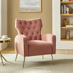 Danita Contemporary Velvet Wingback Tufted Chair With Gold Flared Metal Legs Set Of 2 by HULALA HOME