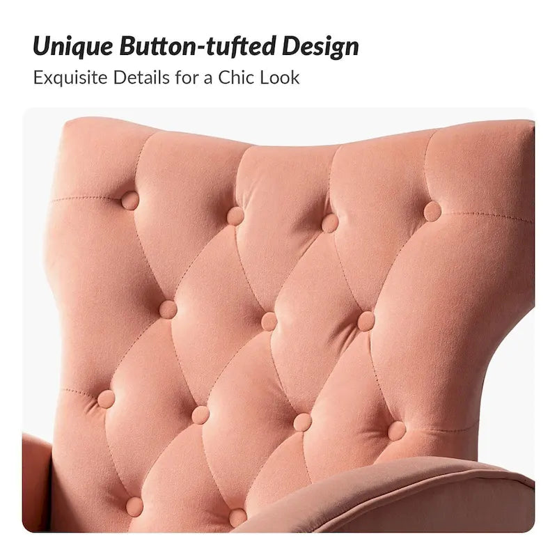 Danita Contemporary Velvet Wingback Tufted Chair With Gold Flared Metal Legs Set Of 2 by HULALA HOME