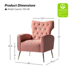 Danita Contemporary Velvet Wingback Tufted Chair With Gold Flared Metal Legs Set Of 2 by HULALA HOME