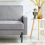 57-Inch Modern Linen Loveseat with Matte Black Metal Legs