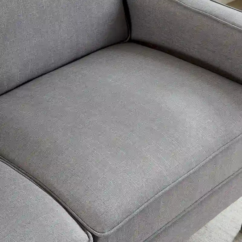 57-Inch Modern Linen Loveseat with Matte Black Metal Legs