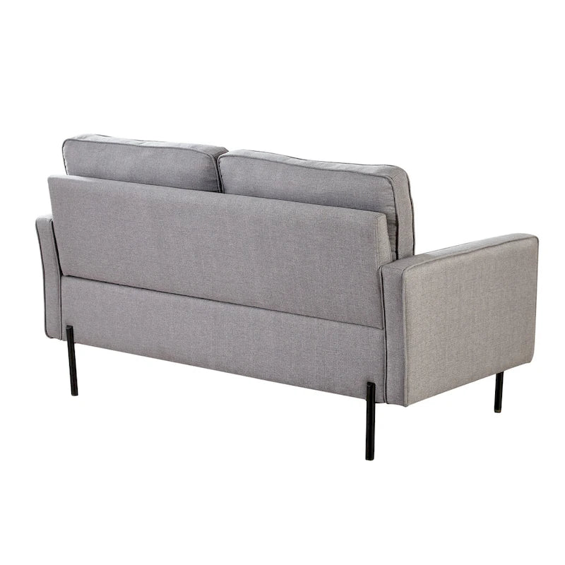 57-Inch Modern Linen Loveseat with Matte Black Metal Legs