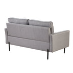 57-Inch Modern Linen Loveseat with Matte Black Metal Legs
