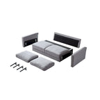 57-Inch Modern Linen Loveseat with Matte Black Metal Legs
