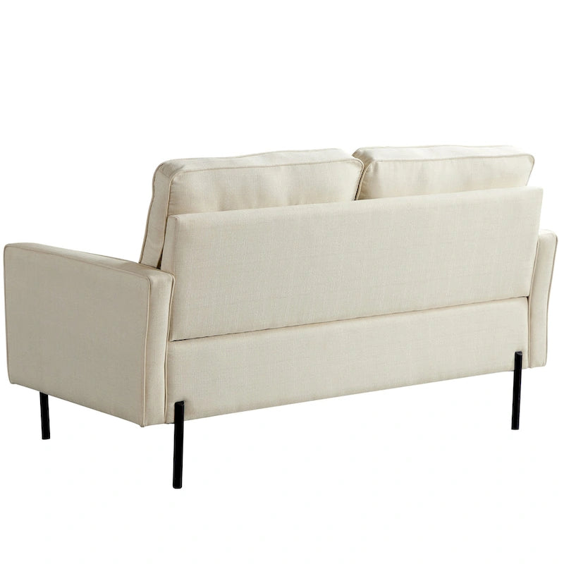 57-Inch Modern Linen Loveseat with Matte Black Metal Legs