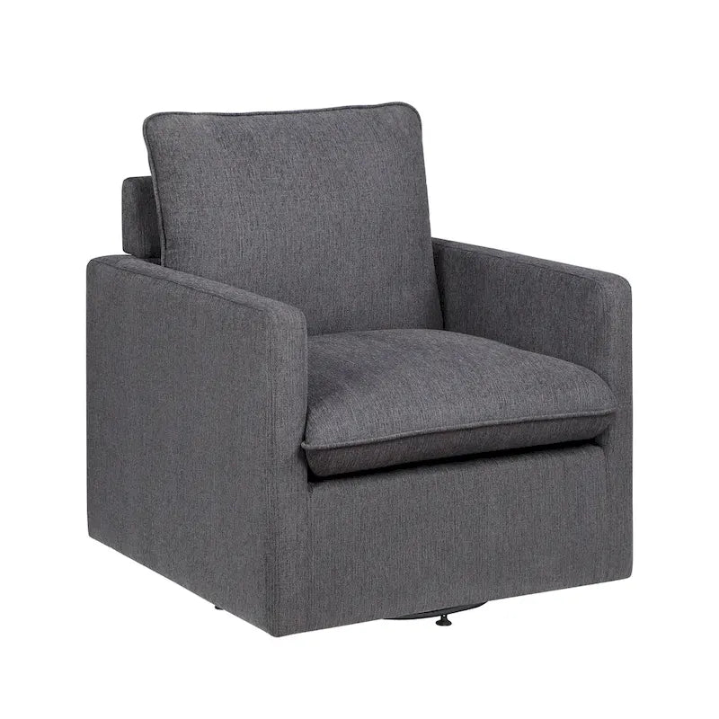 Kamile Transitional Linen Cushion Back Swivel Armchair by Furniture of America