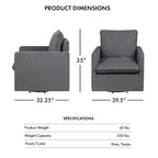Kamile Transitional Linen Cushion Back Swivel Armchair by Furniture of America