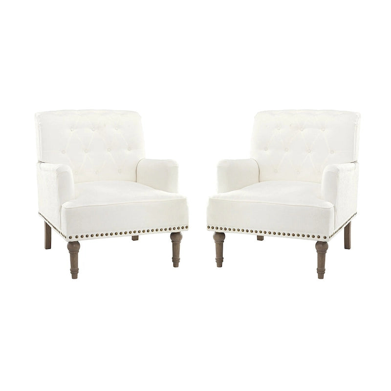 Geltrude Traditional Upholstered Accent Chair with Button Tufted Back Set of 2 by HULALA HOME