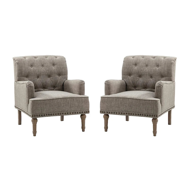 Geltrude Traditional Upholstered Accent Chair with Button Tufted Back Set of 2 by HULALA HOME