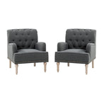 Geltrude Traditional Upholstered Accent Chair with Button Tufted Back Set of 2 by HULALA HOME