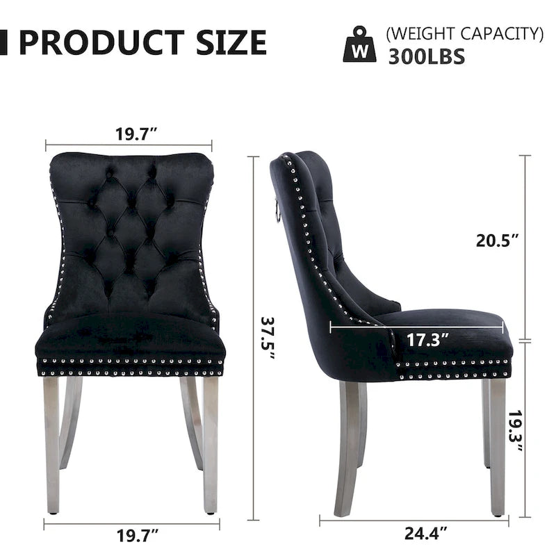 Velvet Dining Chairs Set of 2, Tufted Dining Room Chairs with Button Back, Nailhead Trim, Upholstered Kitchen Side Chairs